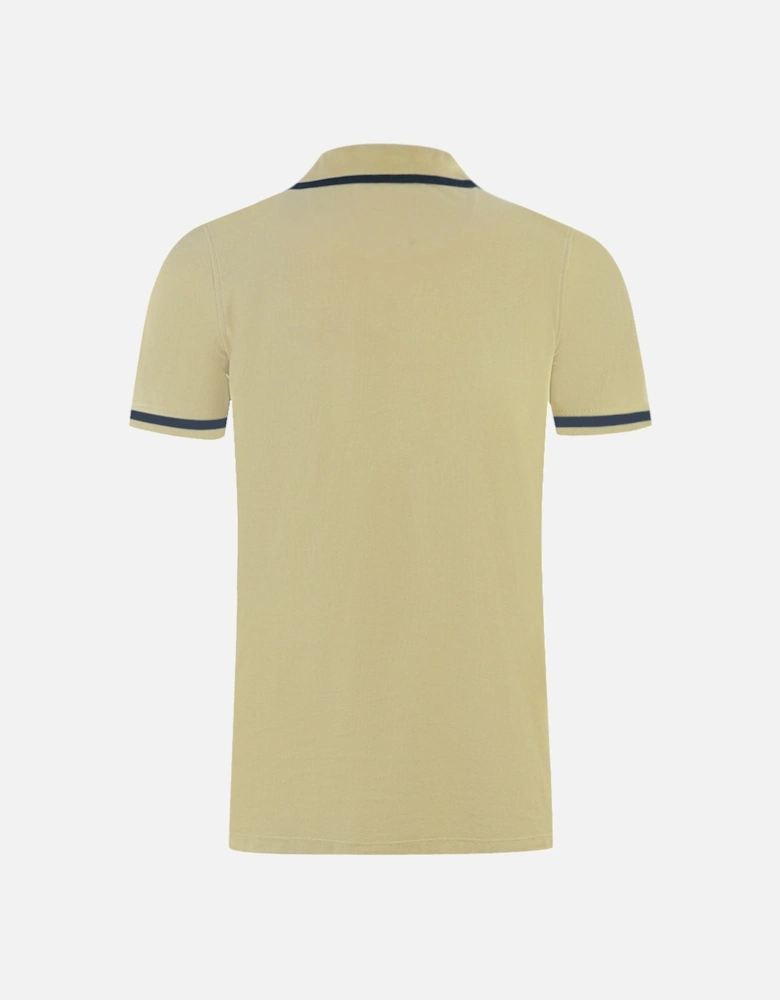 AQ 1851 Embroidered Tipped Beige Polo Shirt