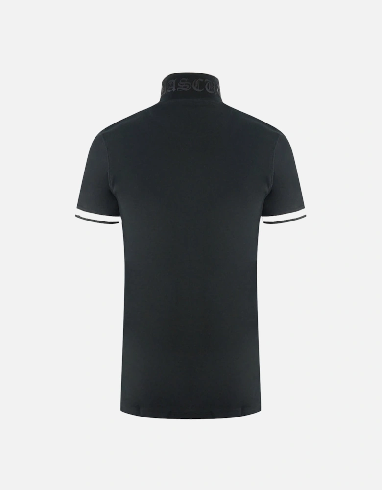 AQ 1851 Embroidered Tipped Black Polo Shirt