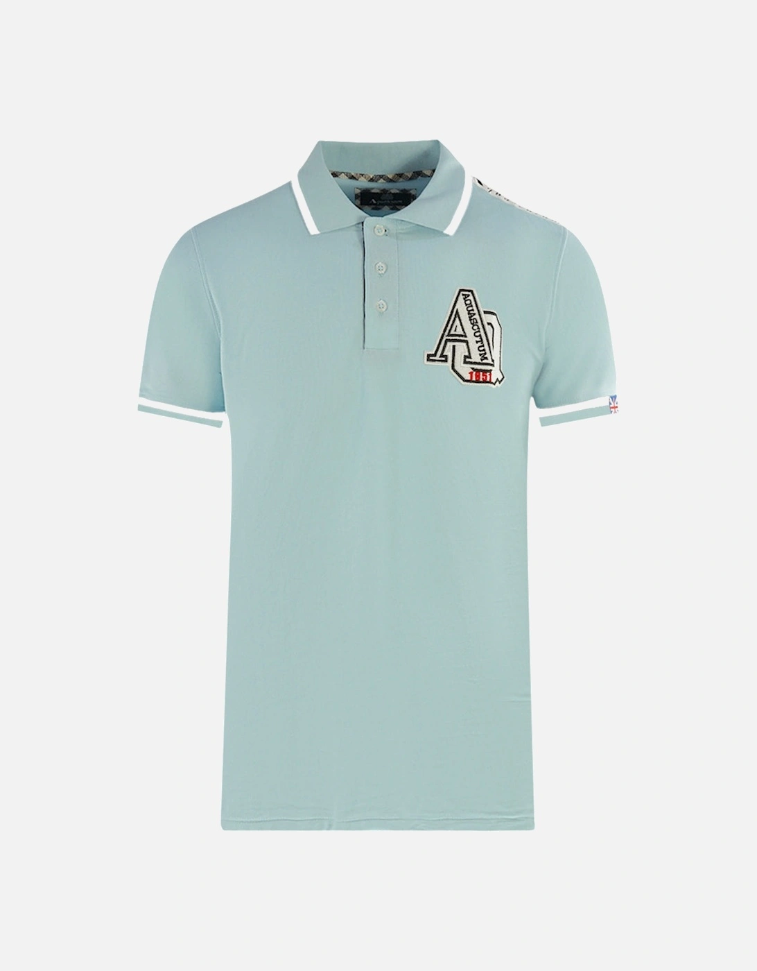 AQ 1851 Embroidered Tipped Light Blue Polo Shirt, 4 of 3
