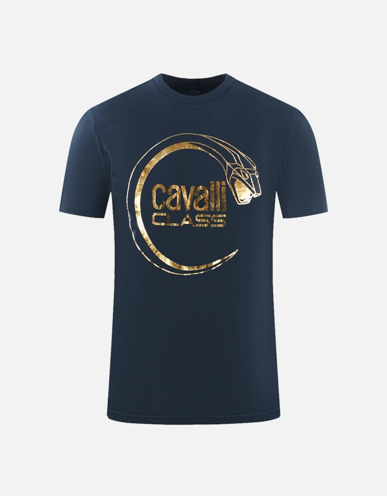 Cavalli Class Snake Peircing Logo Navy Blue T-Shirt