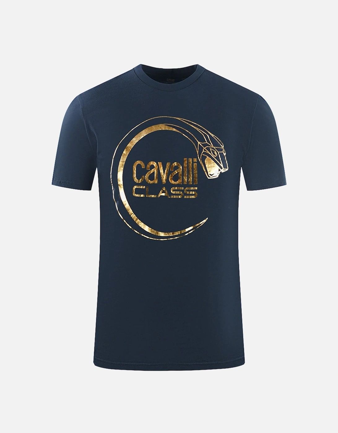 Cavalli Class Snake Peircing Logo Navy Blue T-Shirt, 3 of 2