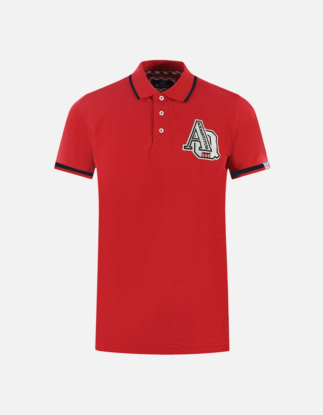 AQ 1851 Embroidered Tipped Red Polo Shirt, 4 of 3