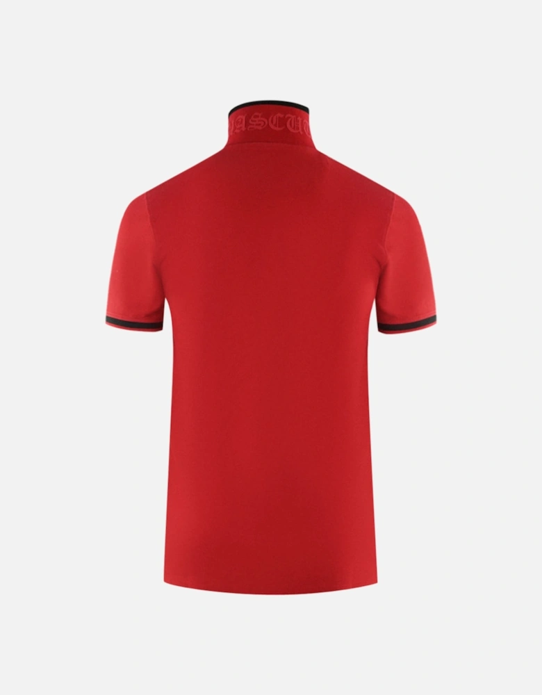 AQ 1851 Embroidered Tipped Red Polo Shirt