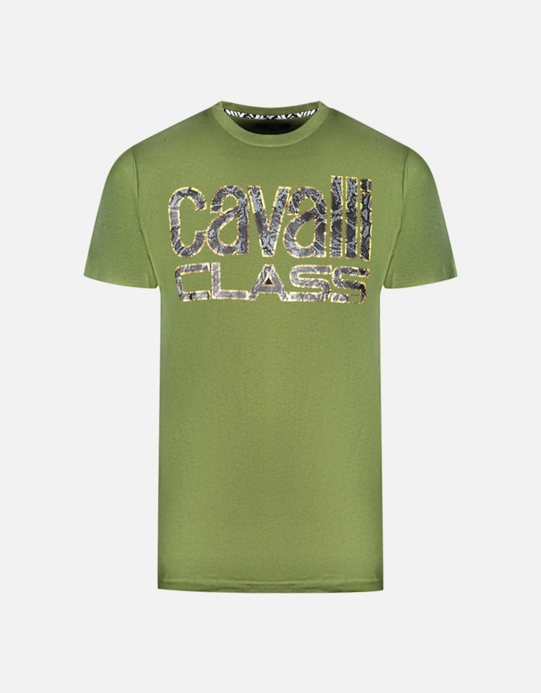 Cavalli Class Snake Skin Logo Green T-Shirt