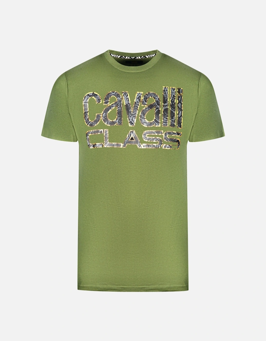 Cavalli Class Snake Skin Logo Green T-Shirt, 3 of 2