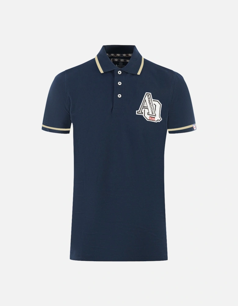 AQ 1851 Embroidered Tipped Navy Blue Polo Shirt