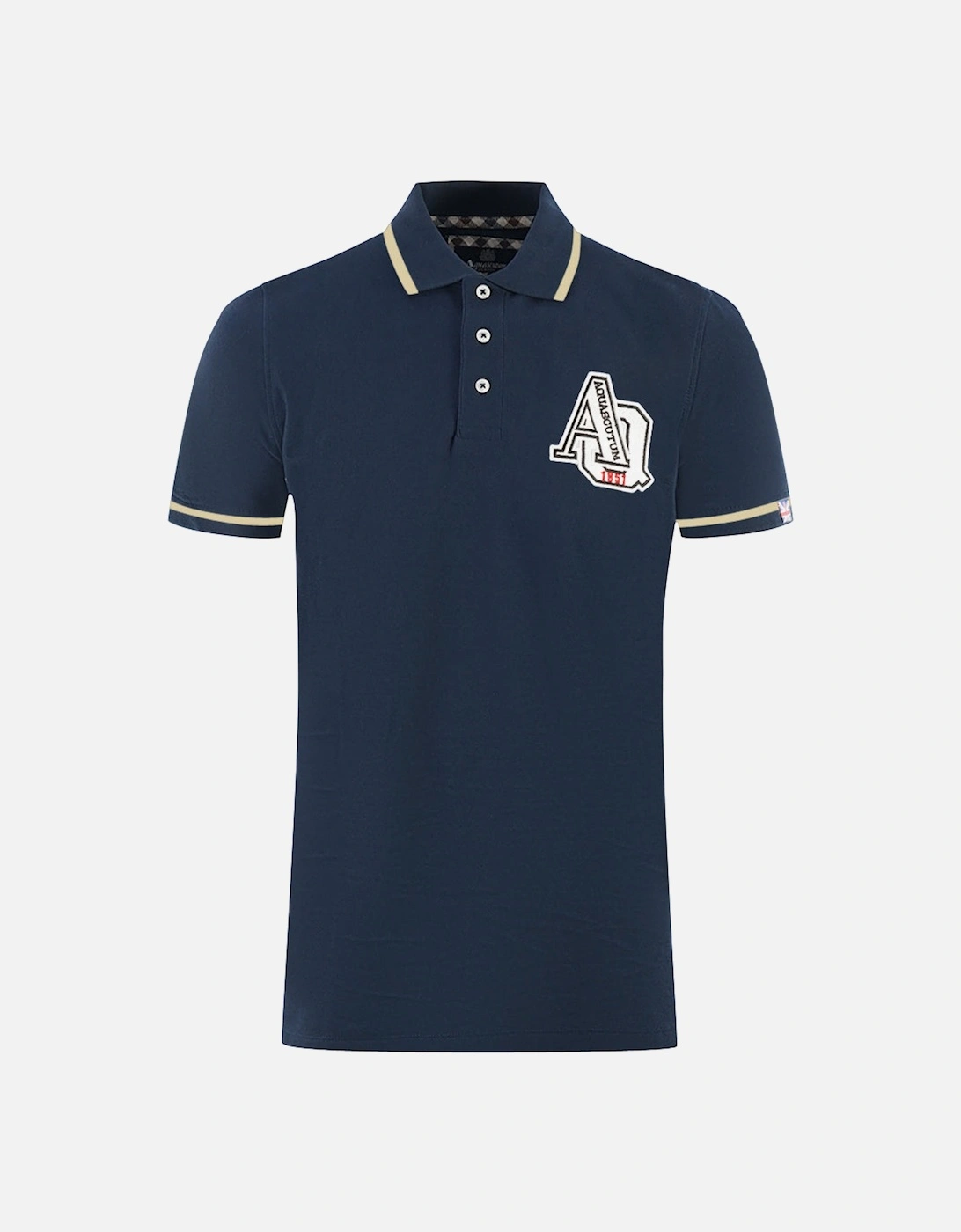 AQ 1851 Embroidered Tipped Navy Blue Polo Shirt, 4 of 3