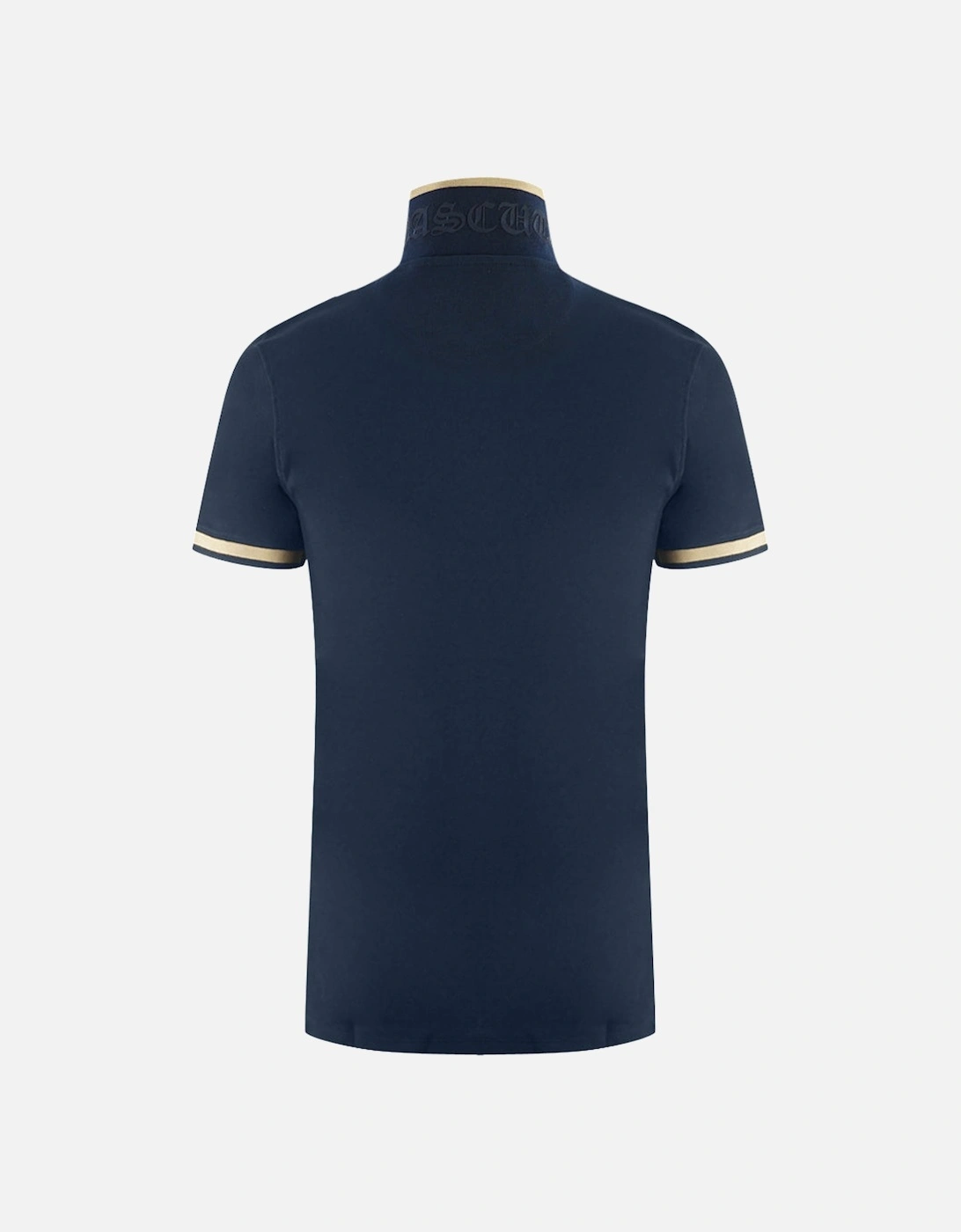 AQ 1851 Embroidered Tipped Navy Blue Polo Shirt