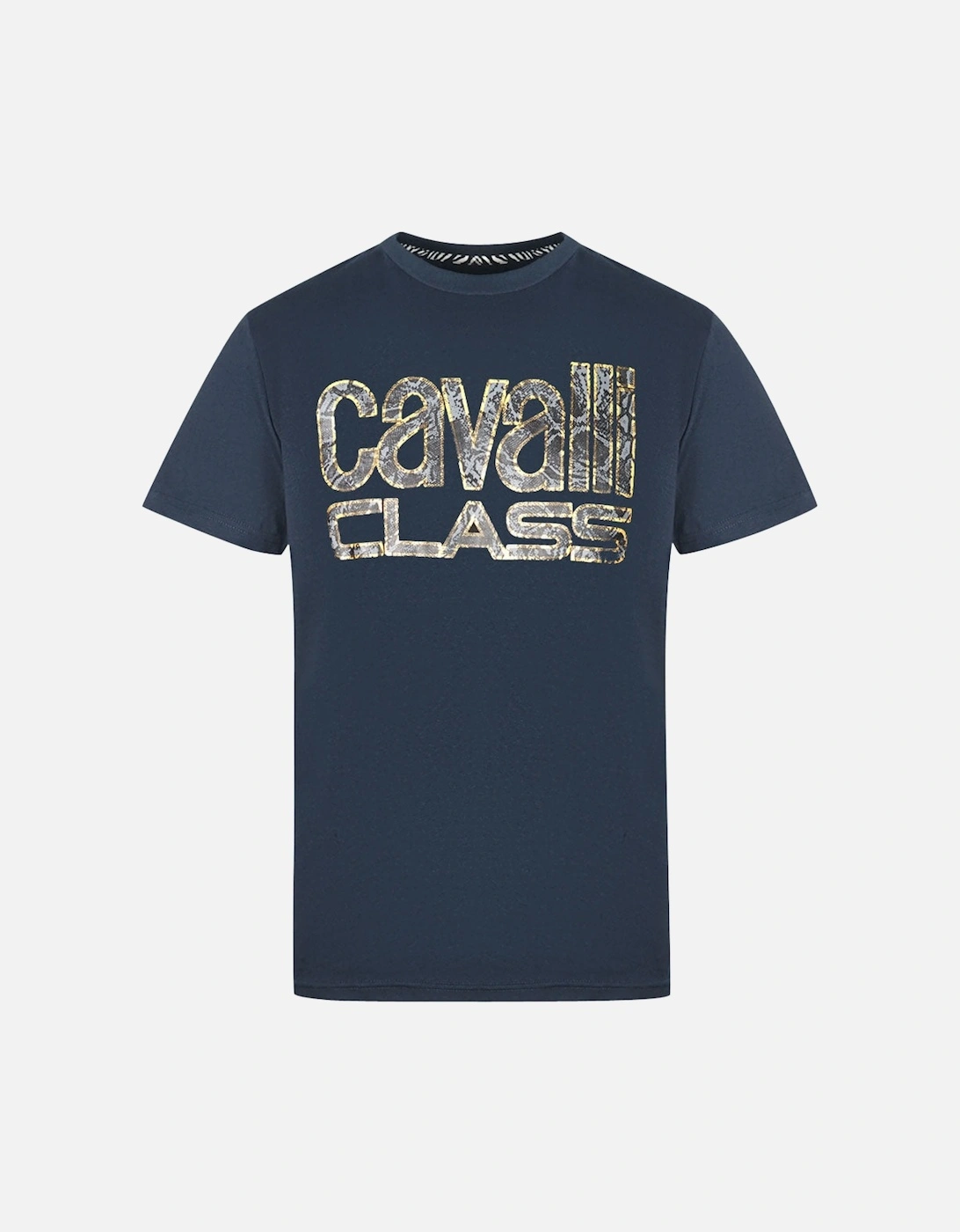 Cavalli Class Snake Skin Logo Navy T-Shirt, 3 of 2