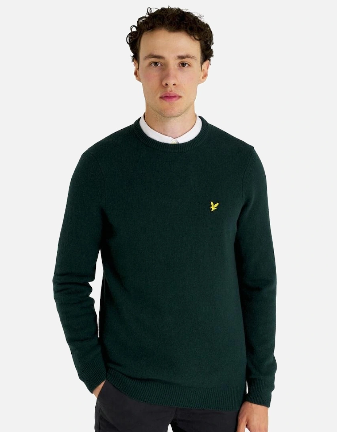 Lyle & Scott Crew Neck Lambswool Dark Green Blend Jumper