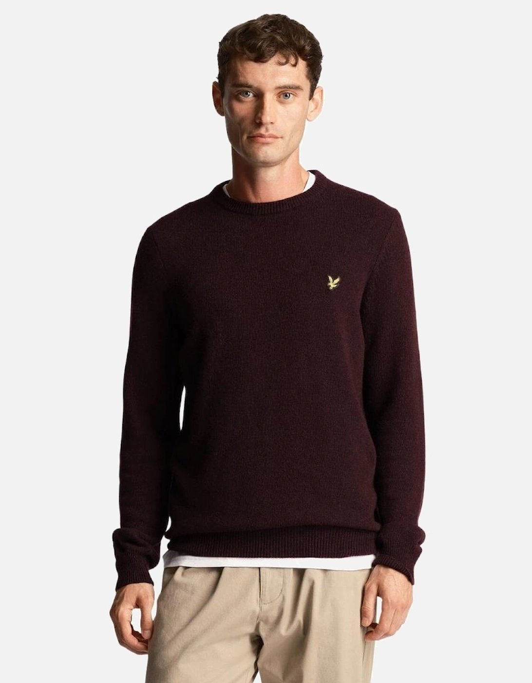 Lyle & Scott Crew Neck Lambswool Burgundy Marl Blend Jumper