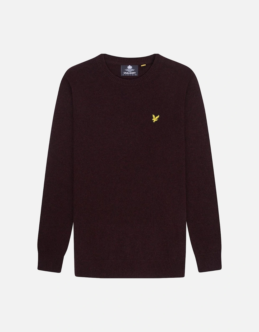 Lyle & Scott Crew Neck Lambswool Burgundy Marl Blend Jumper, 5 of 4