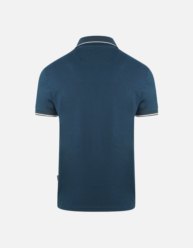 Tipped Collar Blue Polo Shirt