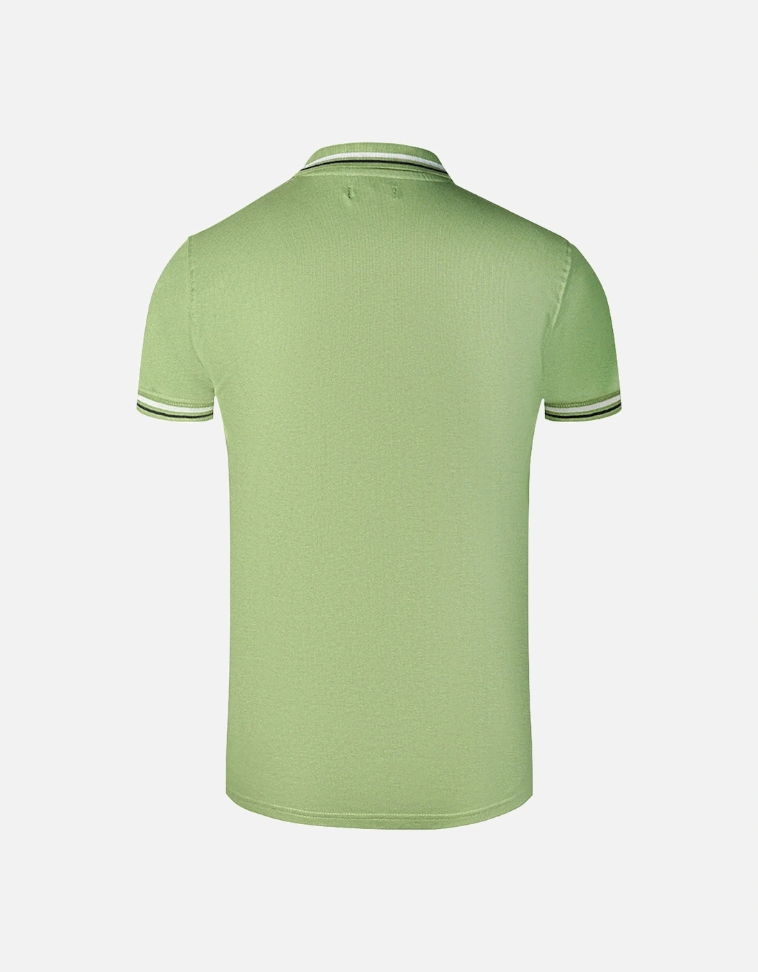 Cavalli Class Twinned Tipped Collar Black Logo Green Polo Shirt