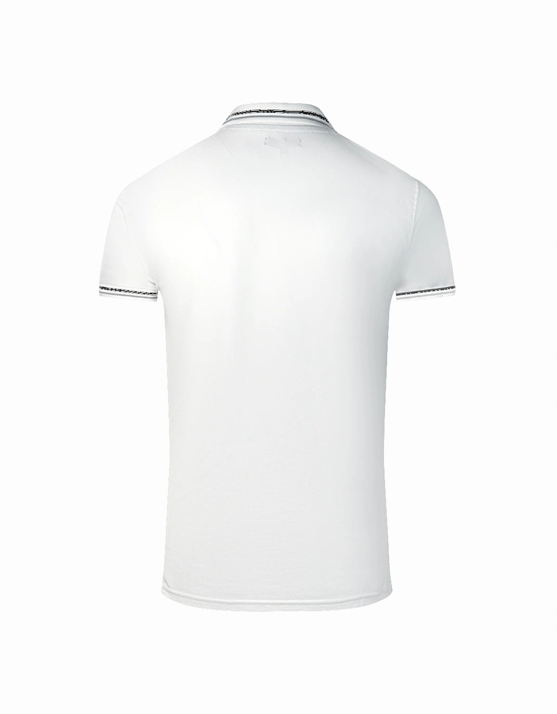 Cavalli Class Twinned Tipped Collar Grey Logo White Polo Shirt