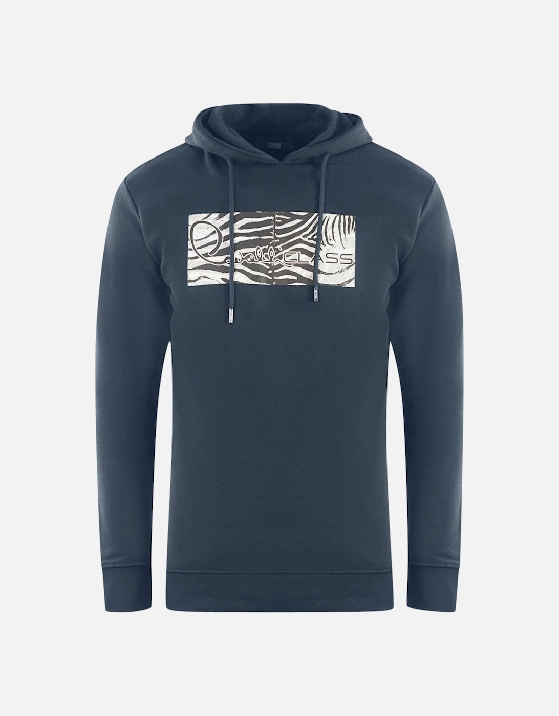 Cavalli Class Zebra Print Logo Navy Blue Hoodie, 3 of 2