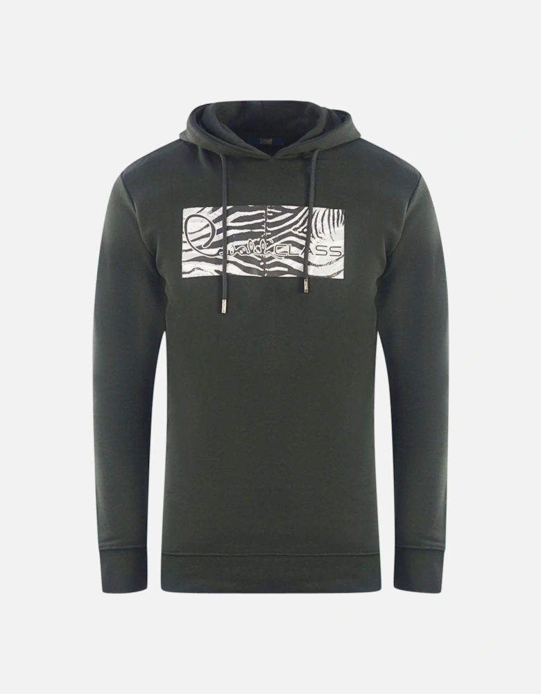 Cavalli Class Zebra Print Logo Black Hoodie