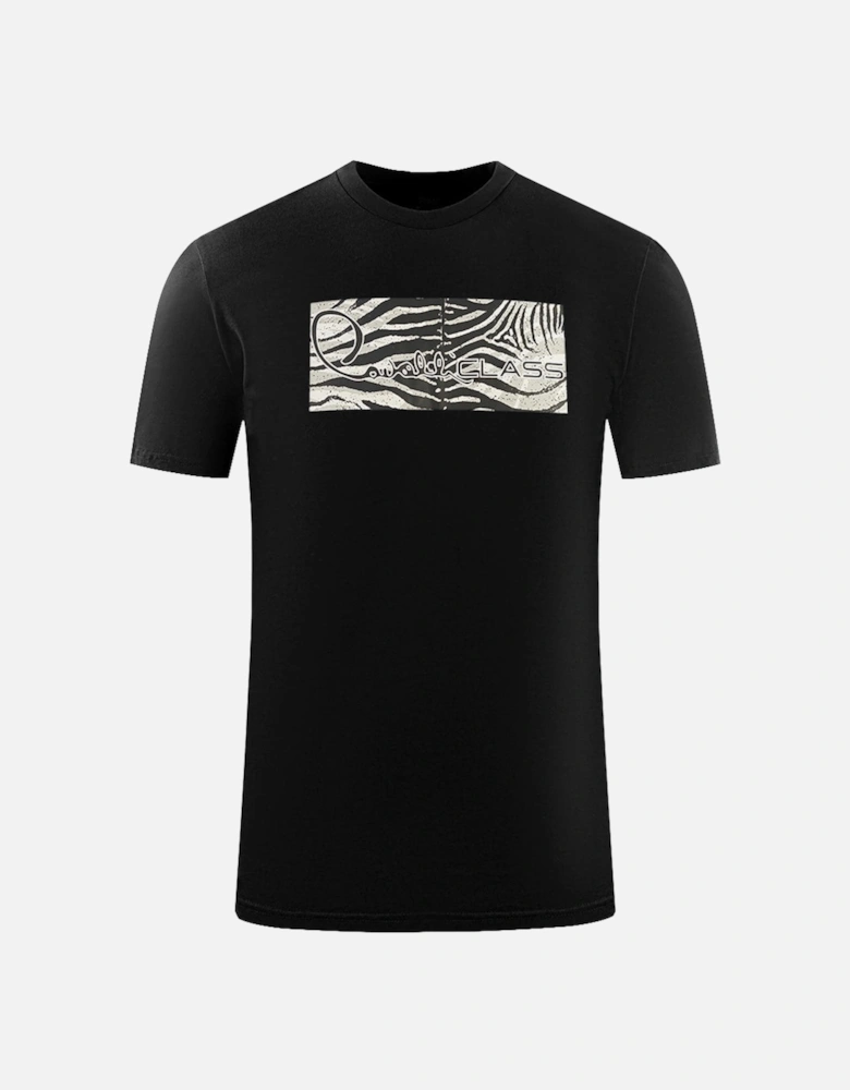 Cavalli Class Zebra Print Box Logo Black T-Shirt