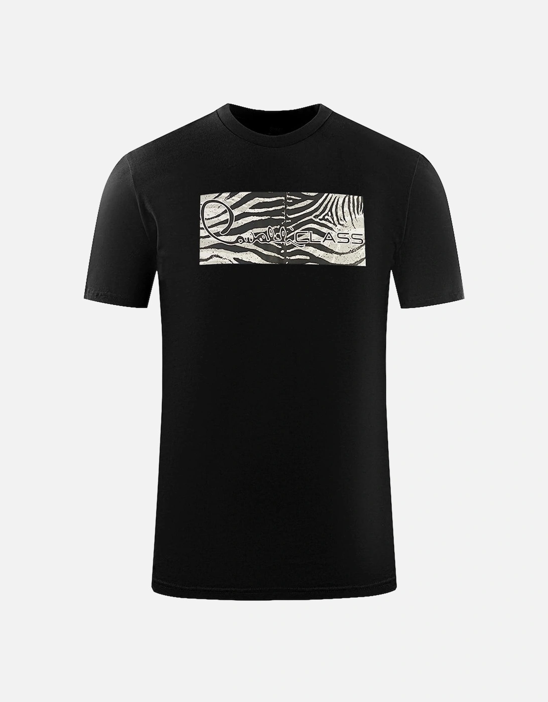 Cavalli Class Zebra Print Box Logo Black T-Shirt, 3 of 2