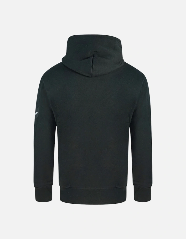 Asymmetric Pocket Logo Black Hoodie