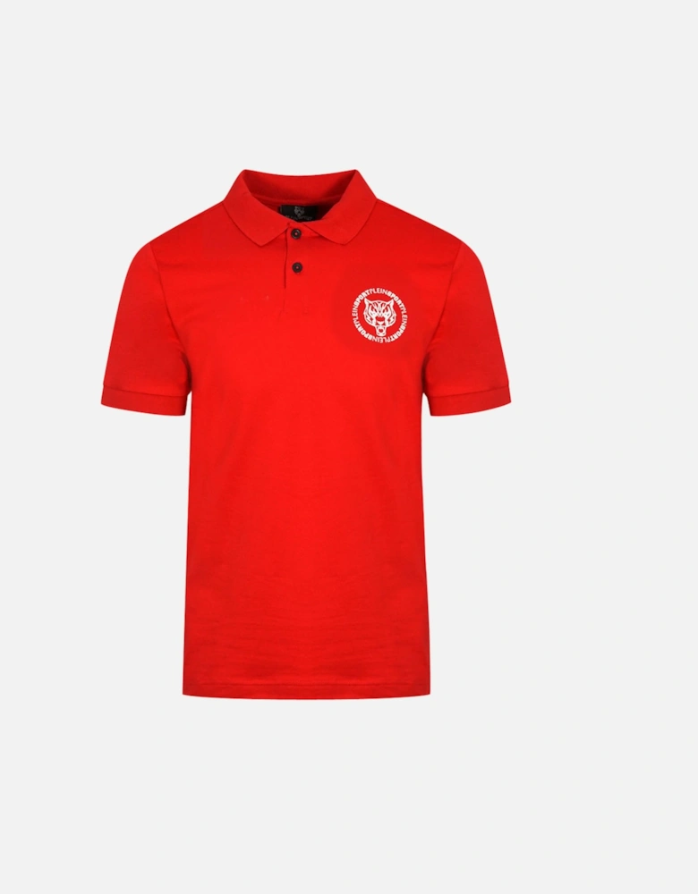 Plein Sport Circle Chest Logo Red Polo Shirt