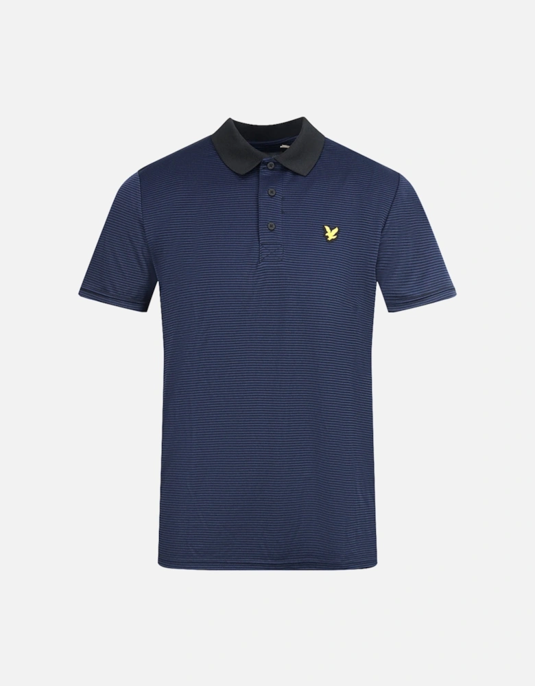 Lyle & Scott Navy Blue Golf Microstripe Polo Shirt