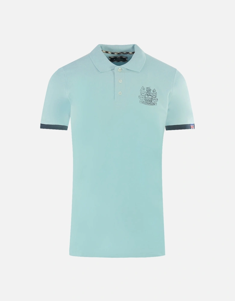 Branded Collar Light Blue Polo Shirt