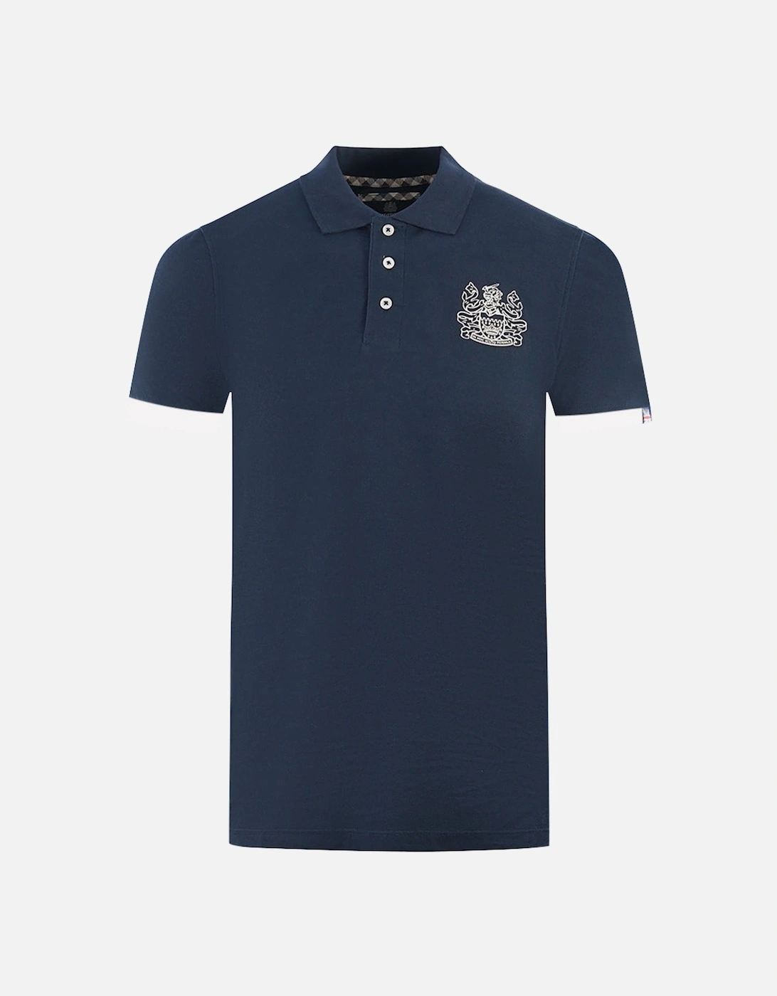 Branded Collar Navy Blue Polo Shirt, 4 of 3