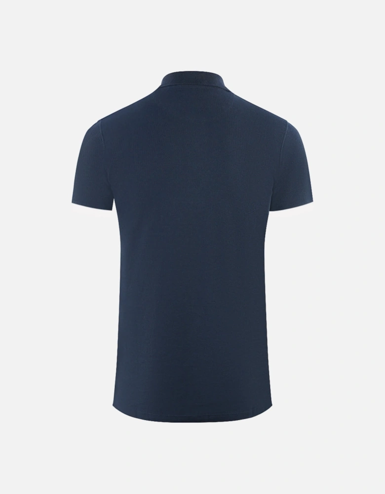 Branded Collar Navy Blue Polo Shirt