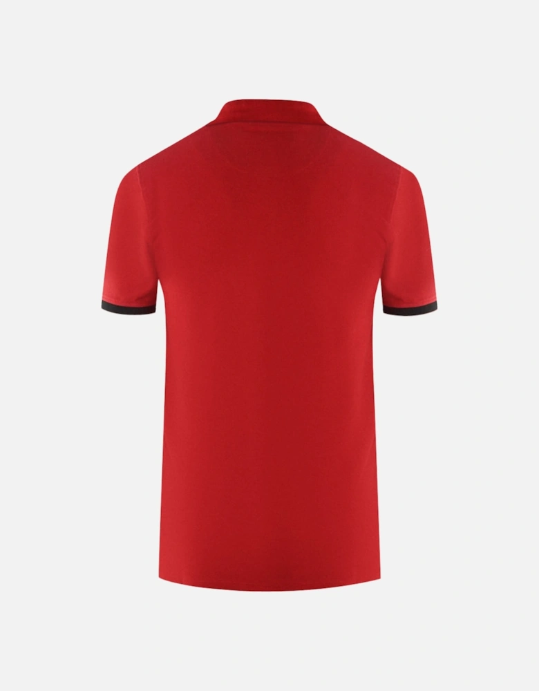 Branded Collar Red Polo Shirt