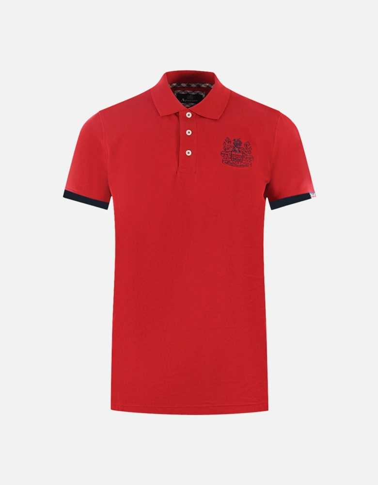 Branded Collar Red Polo Shirt