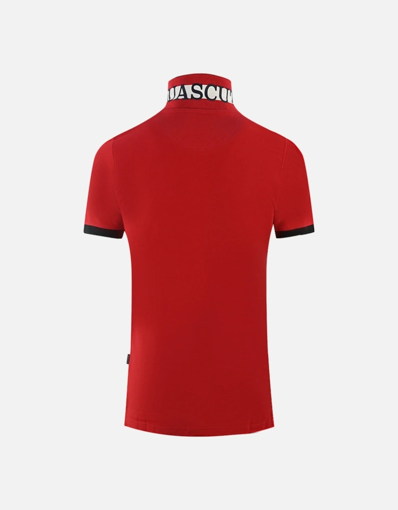 Branded Collar Red Polo Shirt