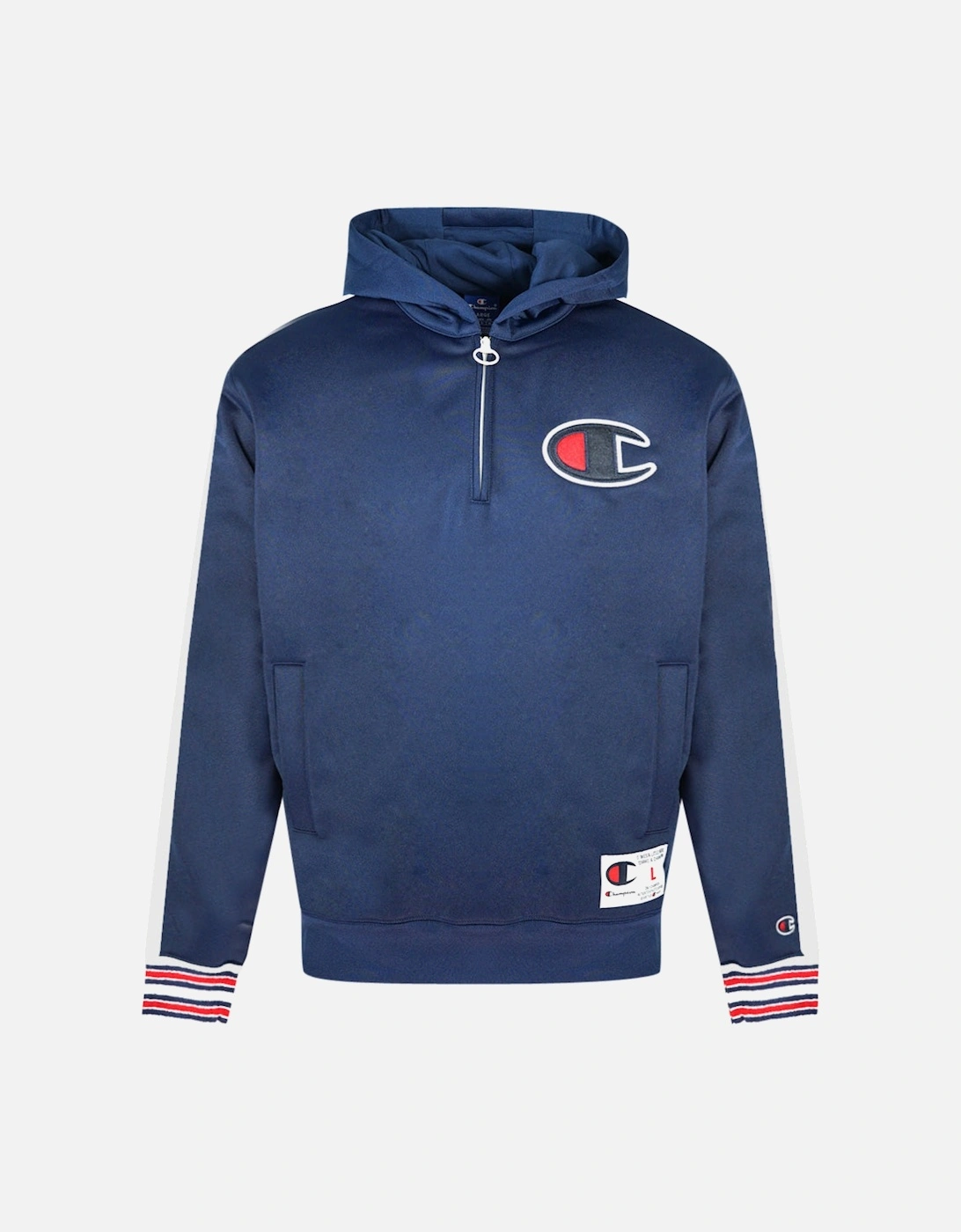 Half Zip Large Logo Navy Blue Hoodie, 3 of 2