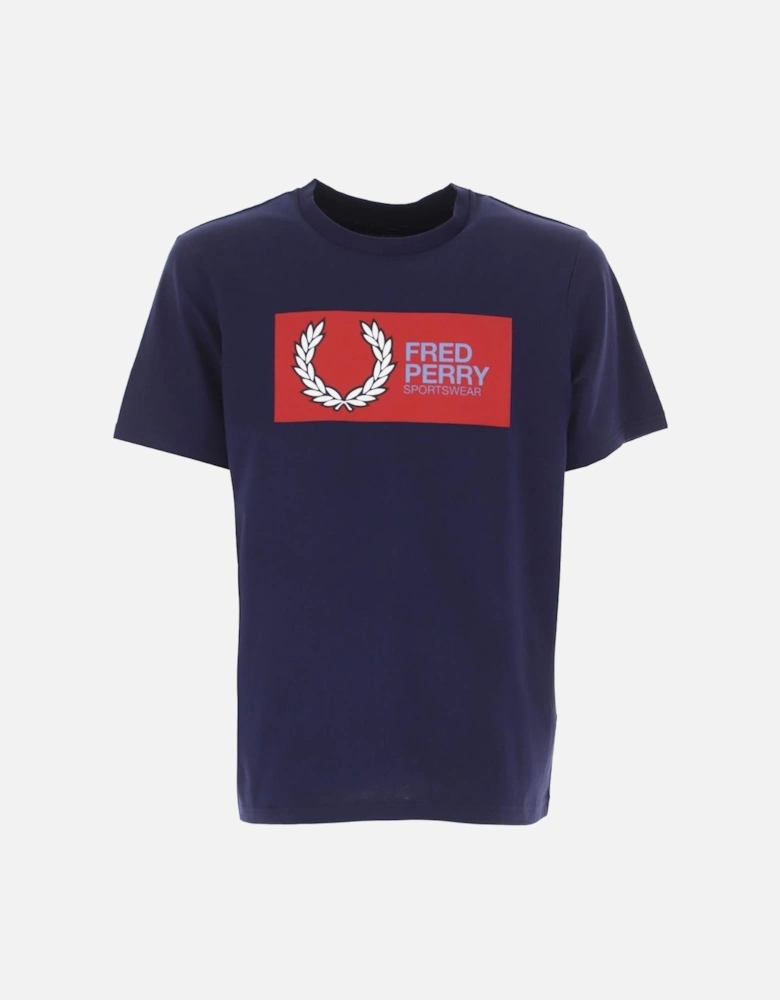 Box Logo Navy Blue Sportswear T-Shirt
