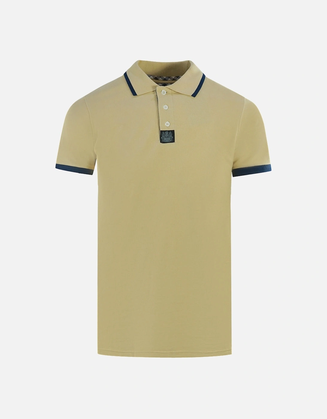 Branded Shoulder Tipped Beige Polo Shirt, 5 of 4