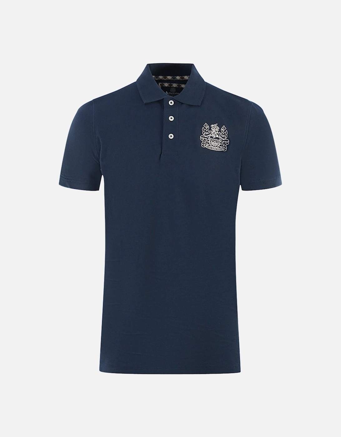 Branded Sleeve Navy Blue Polo Shirt, 4 of 3