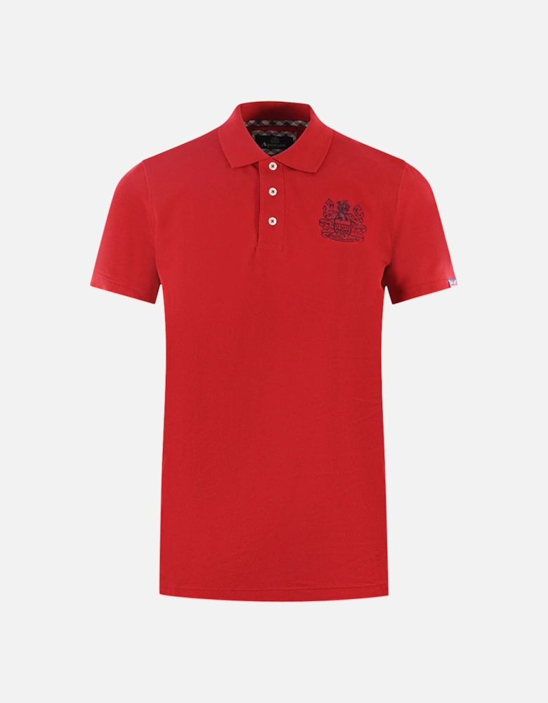 Branded Sleeve Red Polo Shirt