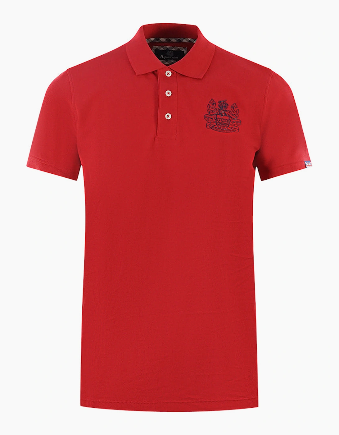 Men's Aquascutum Branded Sleeve Red Polo Shirt - Size: 36