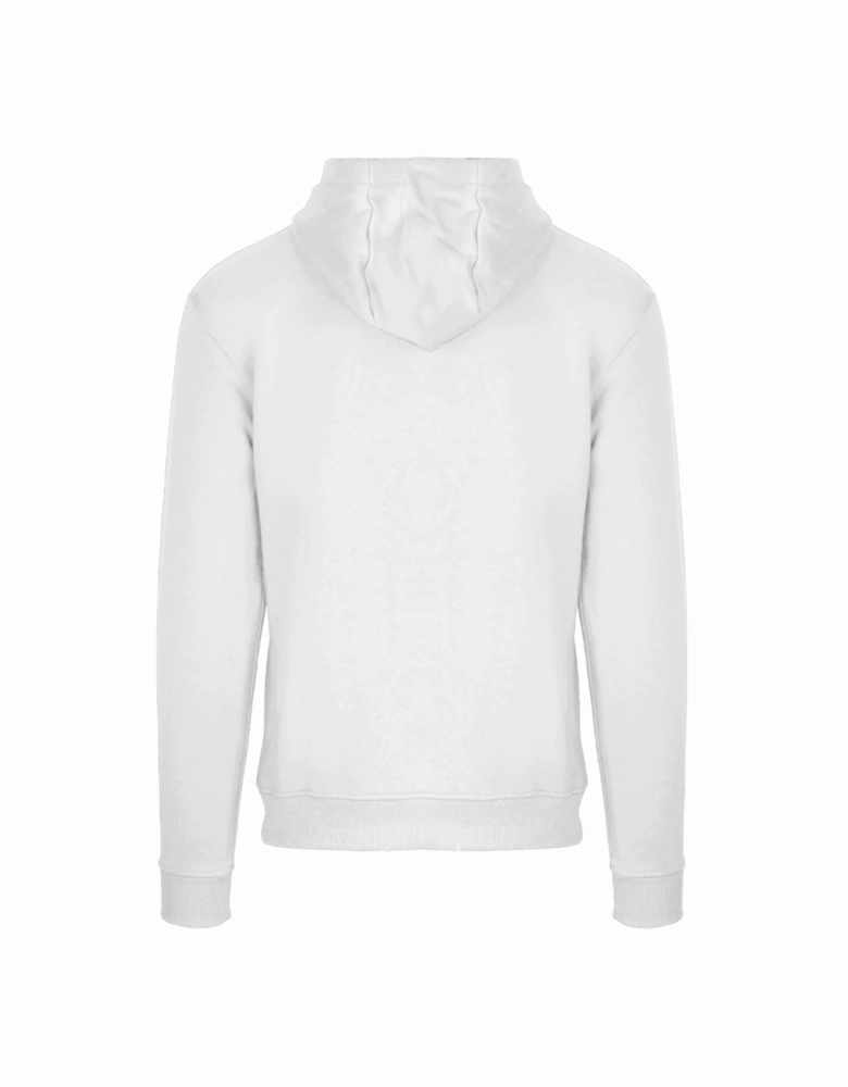 Branded Taped Pocket White Zip Up Hoodie