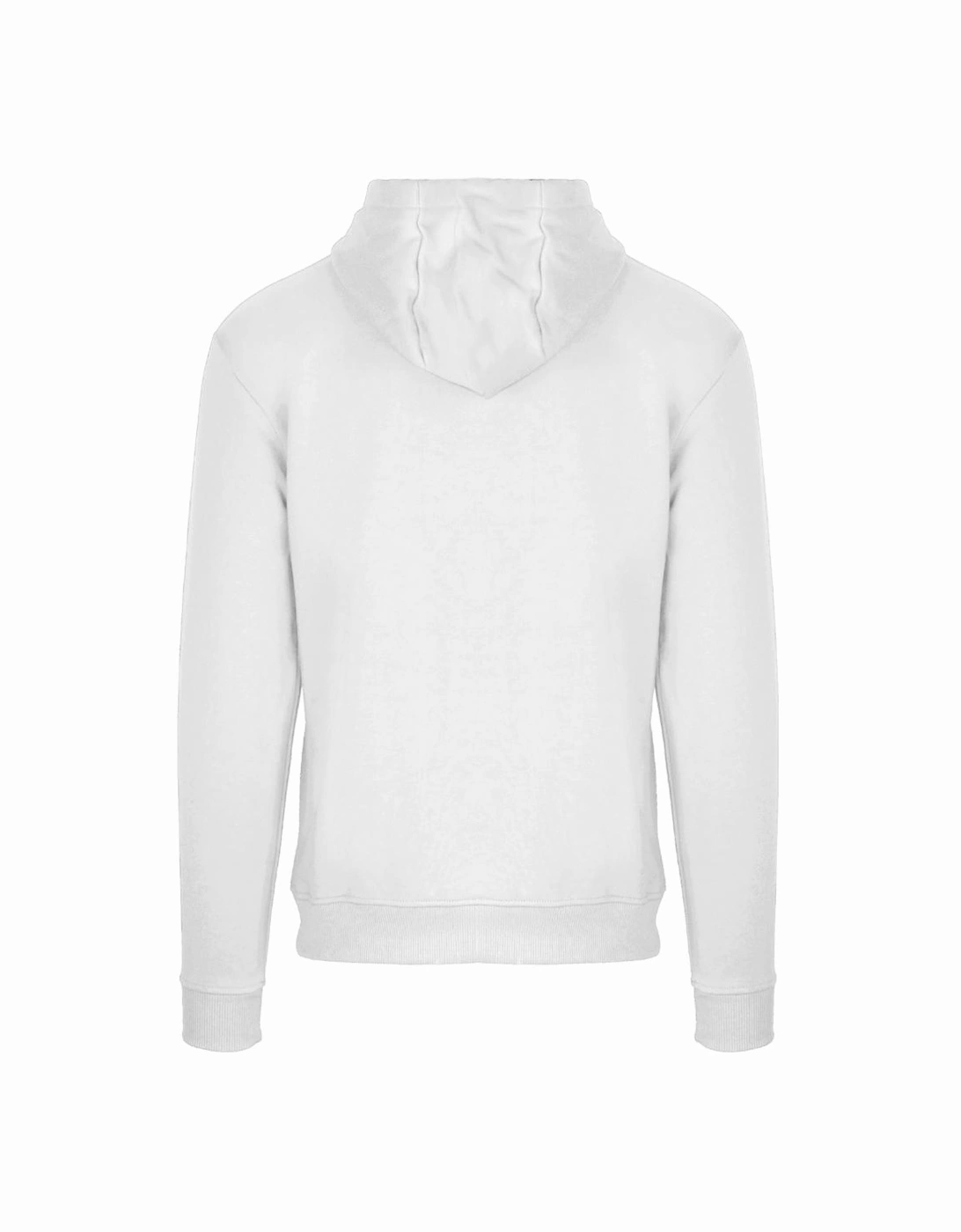 Branded Taped Pocket White Zip-Up Hoodie