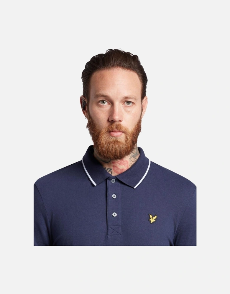 Lyle & Scott Tipped Collar Dark Blue Polo Shirt