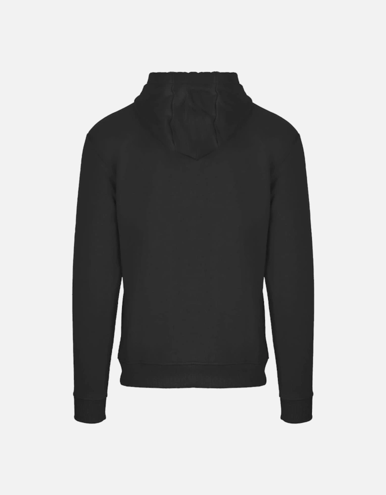 Branded Taped Pocket Black Zip-Up Hoodie