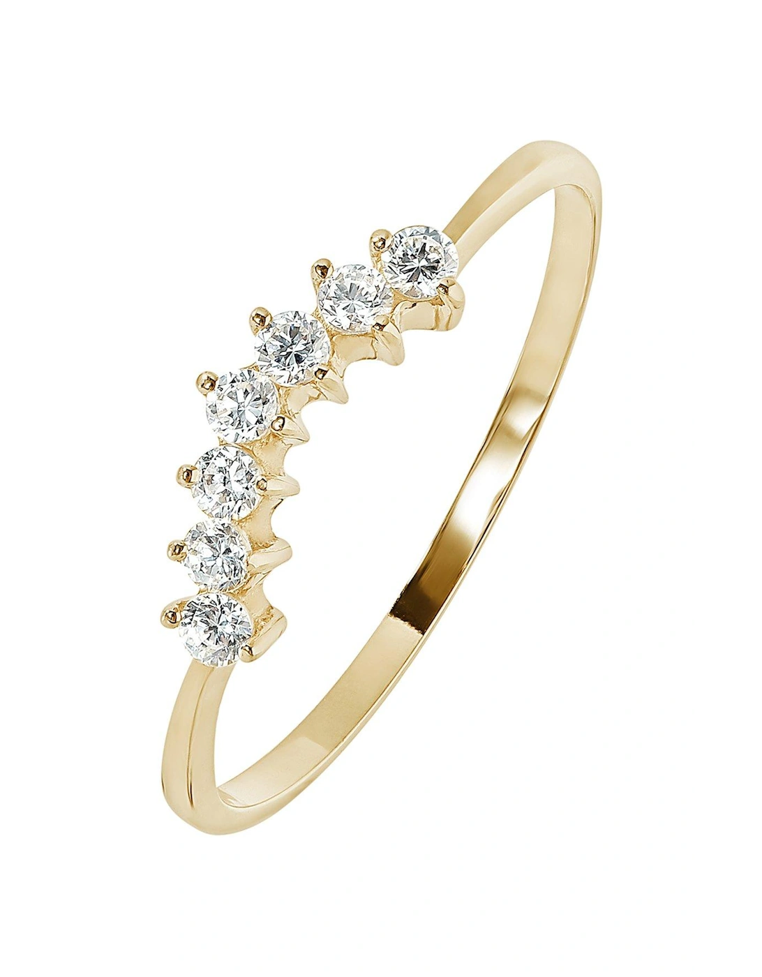 9ct Yellow Solid Gold Cubic Zirconia Dainty Wishbone Ring, 2 of 1