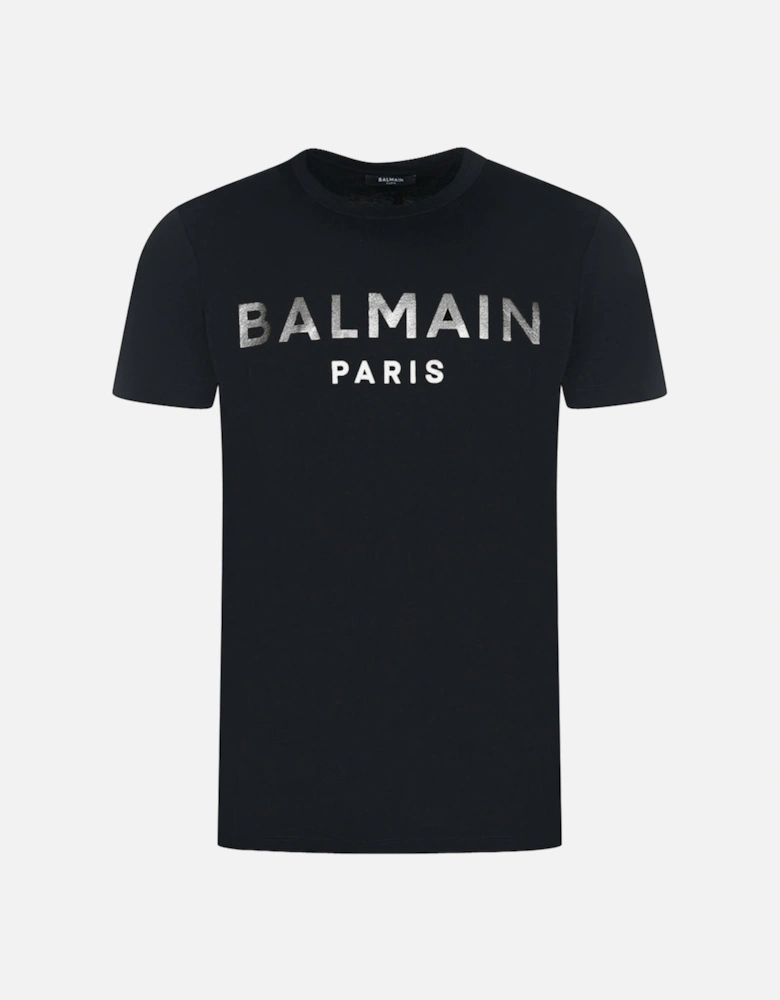 Paris Silver Brand Logo Black T-Shirt