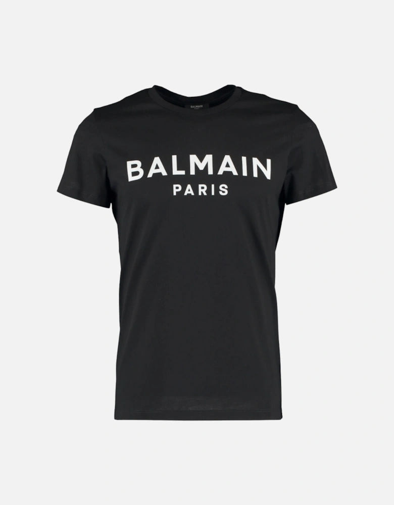Paris White Branded Logo Black T-Shirt