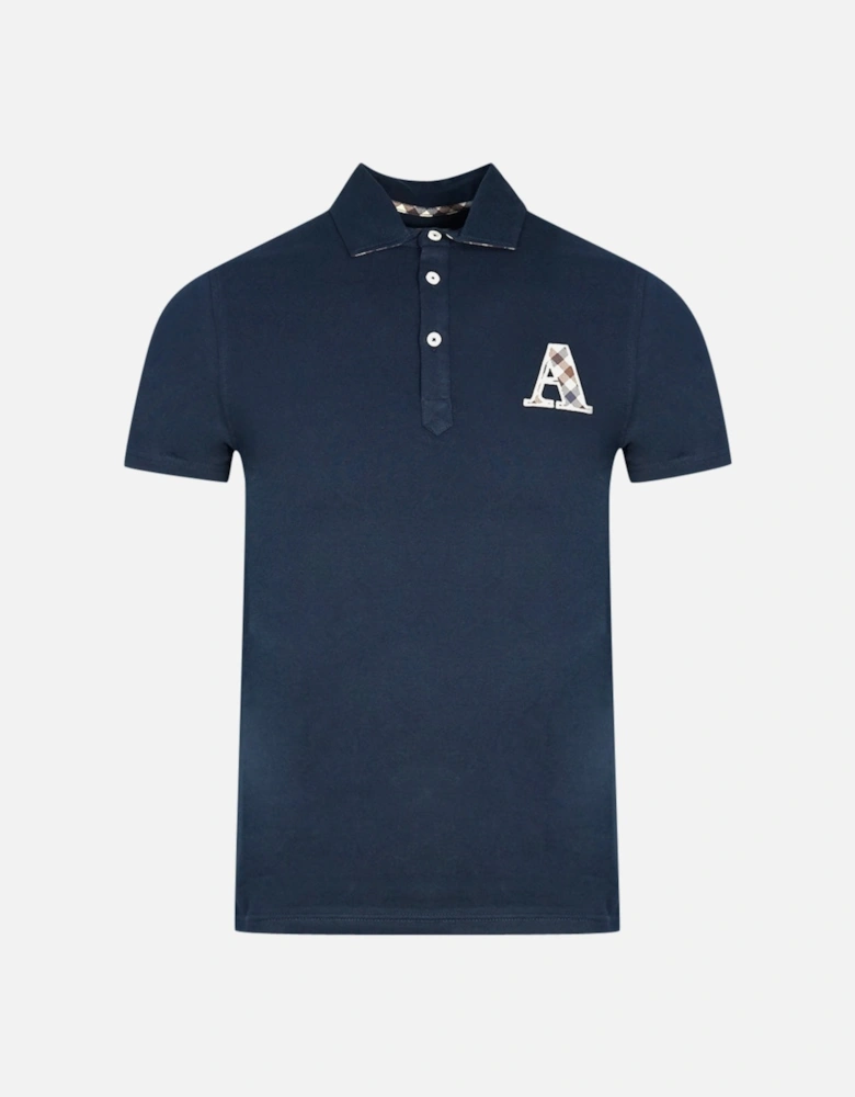 Check A Logo Navy Blue Polo Shirt