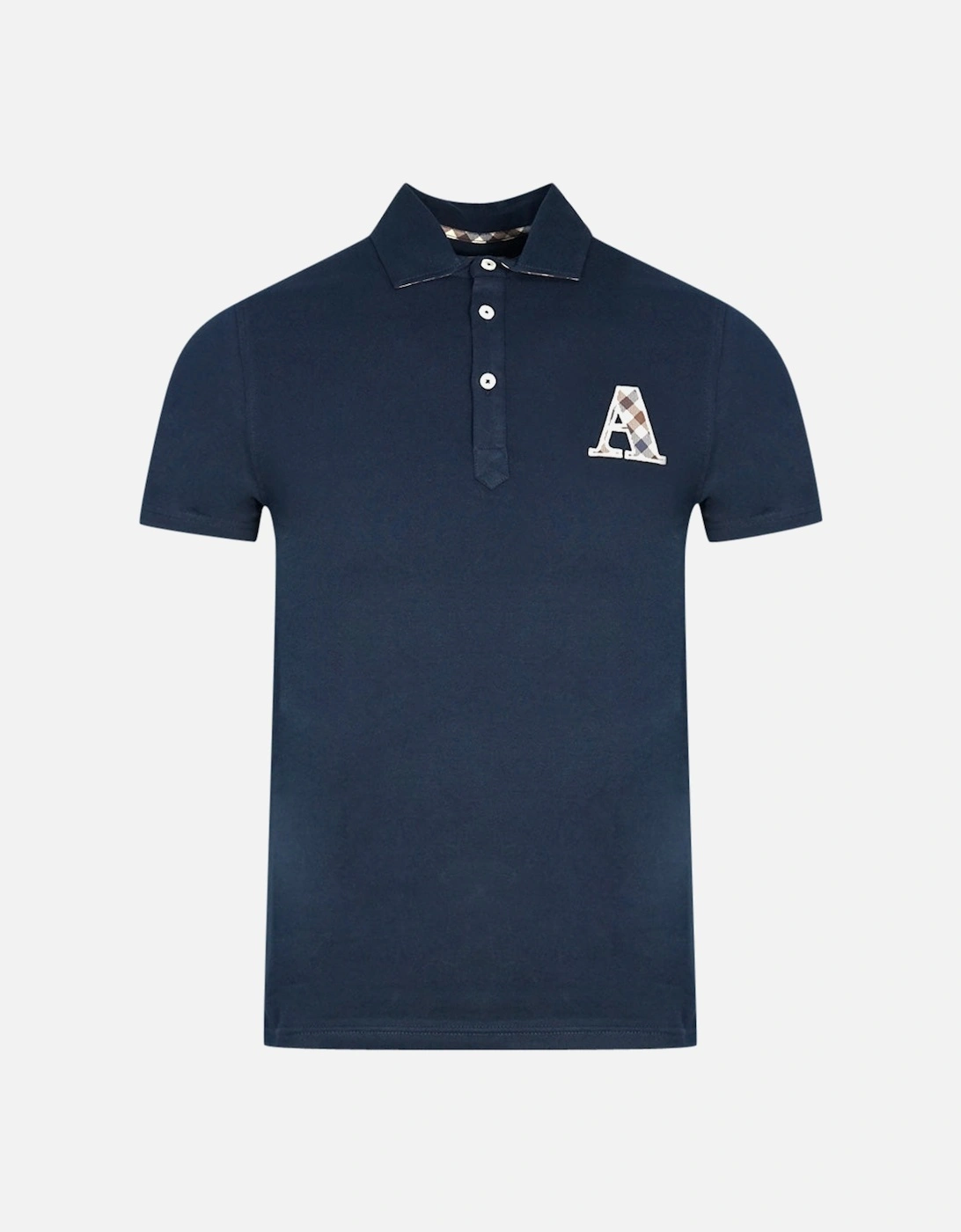 Check A Logo Navy Blue Polo Shirt, 3 of 2