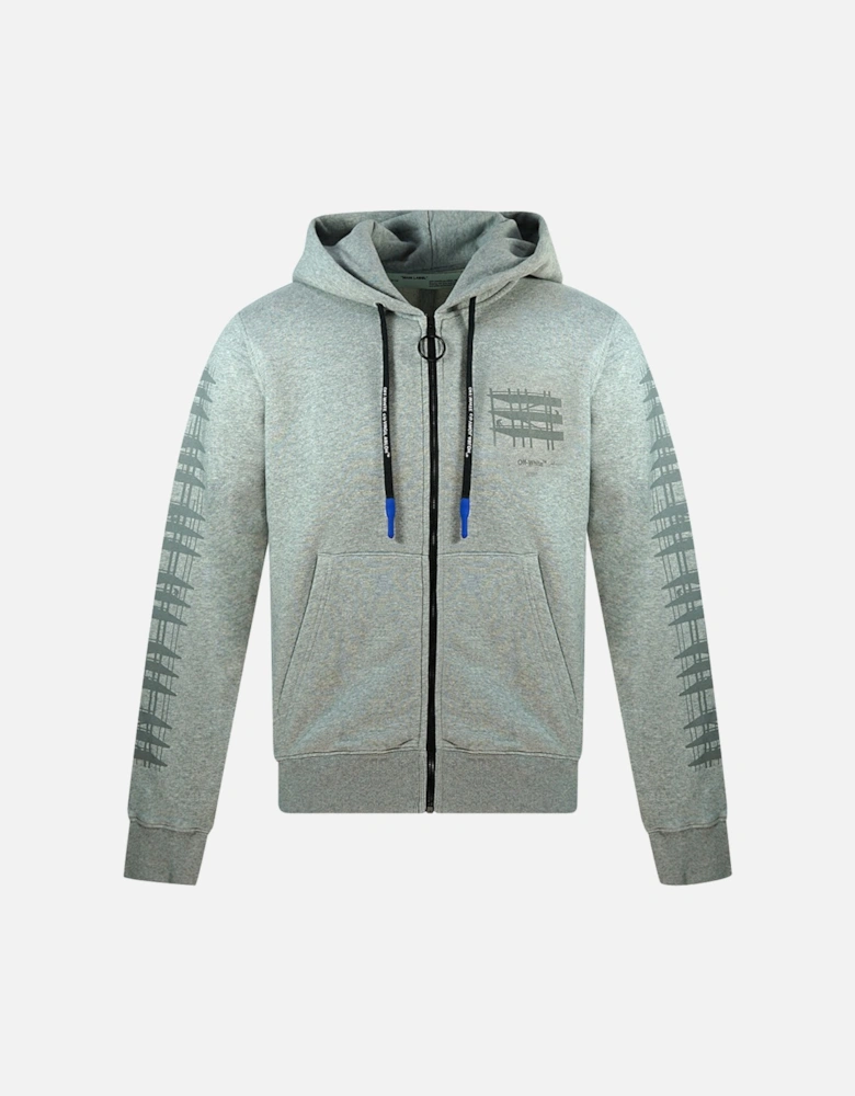 Off White Diag Indus Drip Logo Grey Zip Up Hoodie