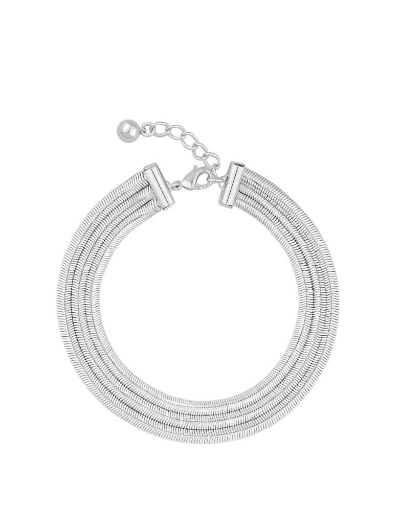 Sterling Silver Plated Multi Row Snake Chain Bracelet with Gift Pouch