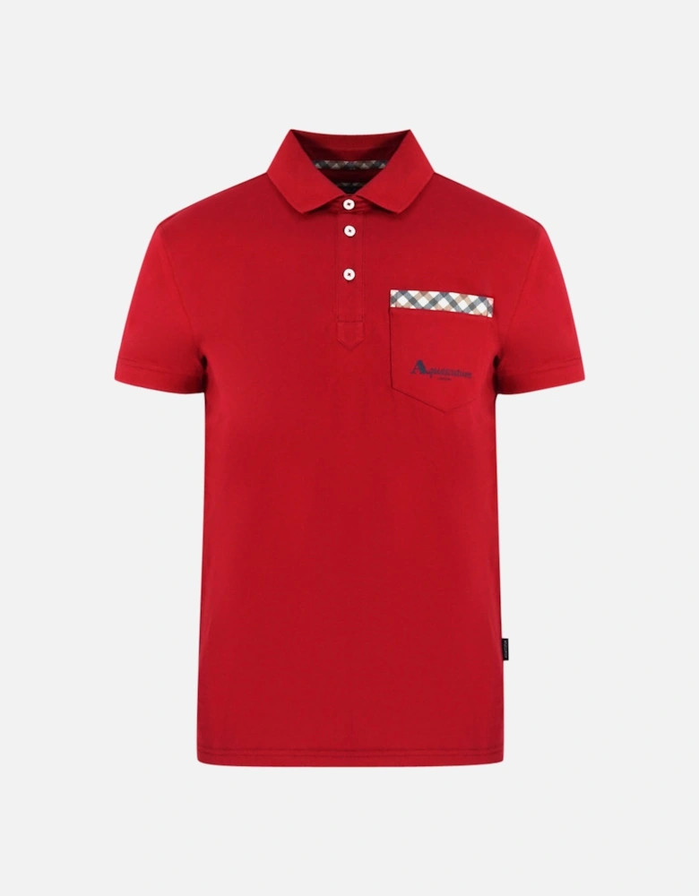 Check Pocket Red Polo Shirt